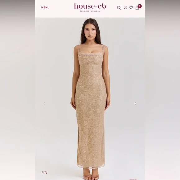 HOUSE OF CB-CALLA -Seapearl Embellished Maxi Dress - Picture 1 of 13